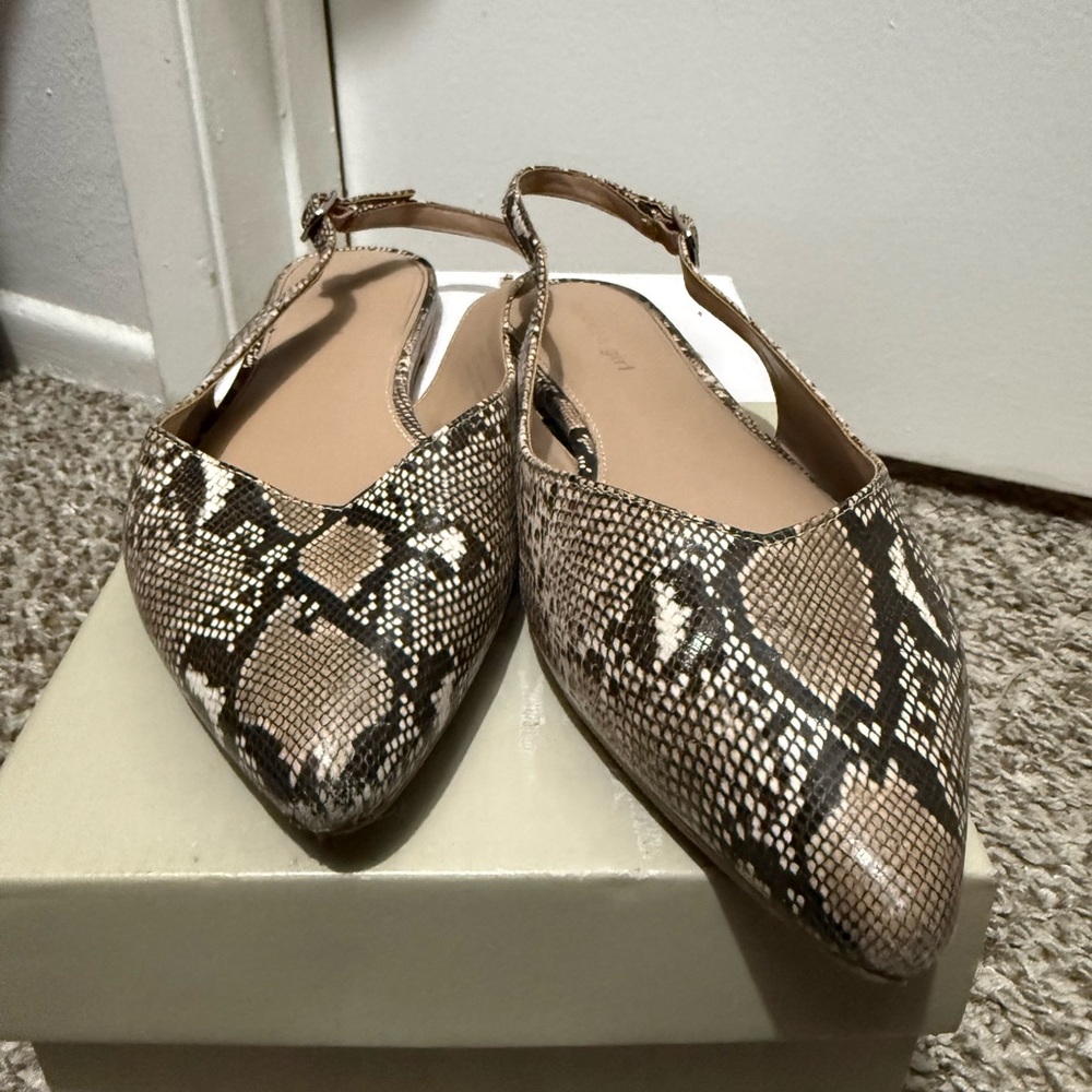 Madden Girl Snakeskin Print Slingback Flats